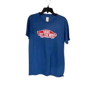 Vans "Off The Wall" Short Sleeves T-Shirt Size S Blue Cotton Casual Streetwear